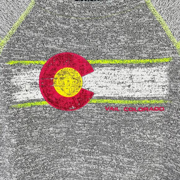 Vail Colorado Raglan Sweatshirt Womens Size Small Gray  Hot Pink - Picture 2 of 4